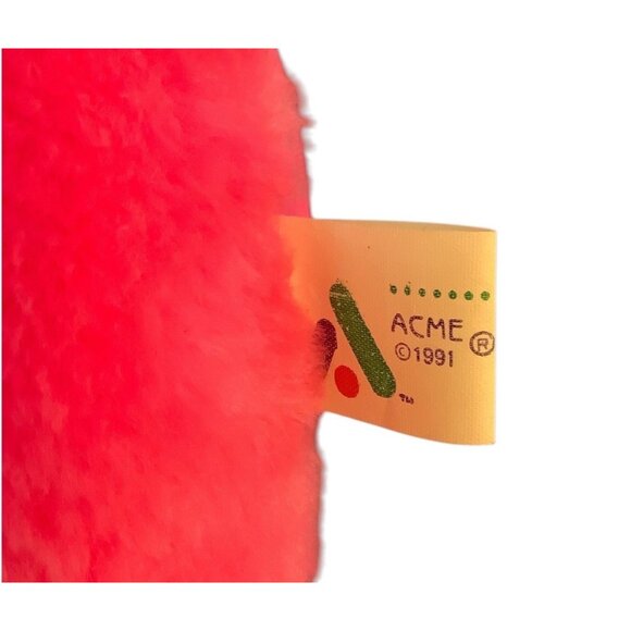 Retro 1991 Acme Pink Bull Monster Plush Toy Sunglasses & Black Horns 15” FLAW - Picture 3 of 9